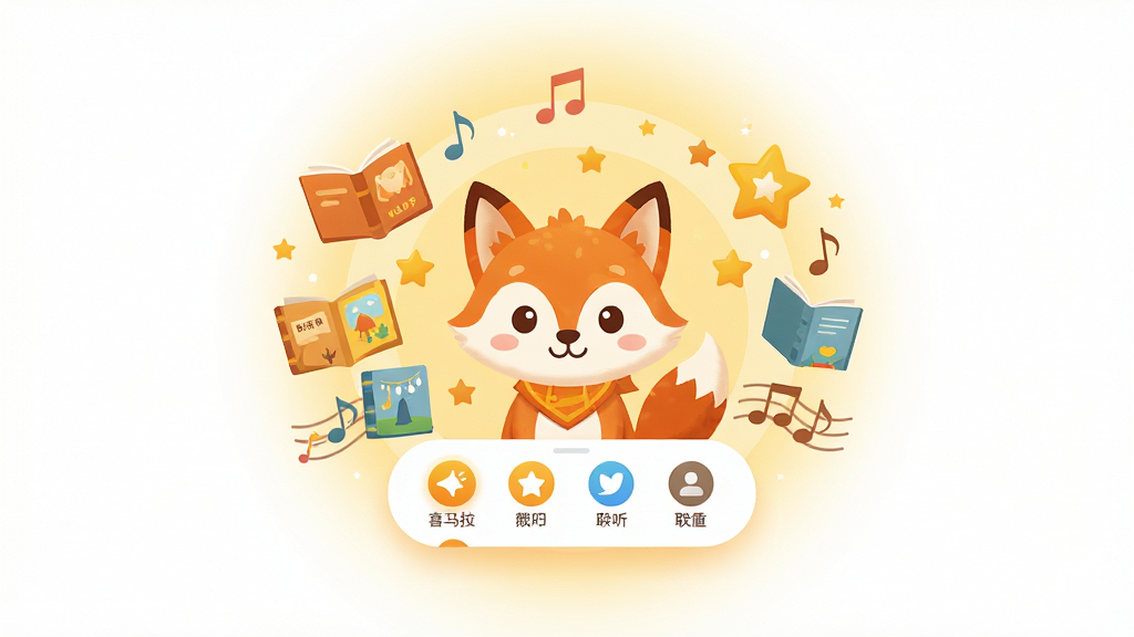 ���壺ϲ�����Ŷ�ͯApp�Ľ���չʾͼ������������һ���ɰ��Ŀ�ͨС����������Χ�����Ź����顢���ǡ�������Ԫ�ء����֣��������Ĺ�ͼ��App���������ڱ���֮�ϣ����������������ס��Ű棺����Ԫ������������ͼ����������ɫ�����졣��񣺱�ƽ���廭�磬ɫ������ů�ĳ�ɫ������ɫΪ��������ͯȤ��ϸ�ڣ���������͵Ľ�����Σ�С�������΢Ц��Ӫ�����ܰ�����õ�������Χ�����ʣ�4K���壬����ɾ����޶���Ԫ�ء�