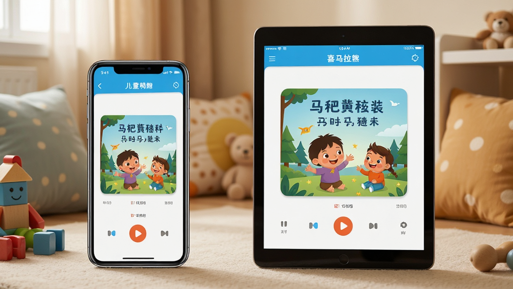 ���壺һ��չʾϲ�����Ŷ�ͯApp���ֻ���ƽ���豸��ʹ�õĳ���ͼ�����֣�������ֻ����Ҳ���ƽ�壬�豸��Ļ����ʾApp���Ž��档�Ű棺�豸���Űڷţ���������ܰ�Ķ�ͯ�������дʵ�������񣬹�����͡�ϸ�ڣ���Ļ�в����ſ�ͨ���·��棬��Χ����ߺͿ��档���ʣ����壬������ܰ��Ȼ���޶���Ԫ�ء�
