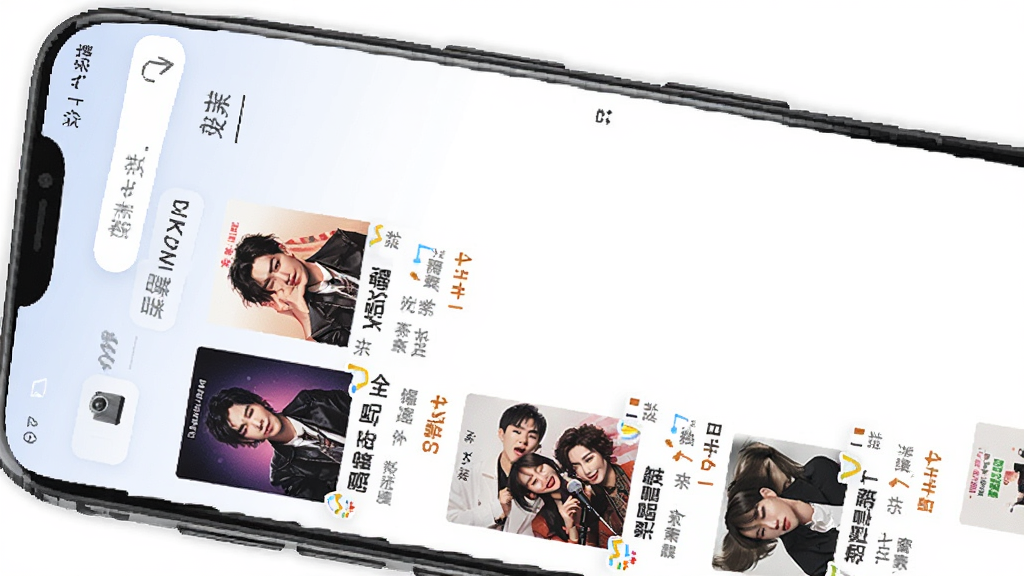 图片主体为全民唱K吧免费唱APP的歌曲列表页面,屏幕显示多张专辑封面缩略图,上方有搜索框和分类标签,布局为纵向列表,排版整齐,风格清新明亮,细节包括歌曲名、歌手名、热度指数,画质清晰干净,无多余元素