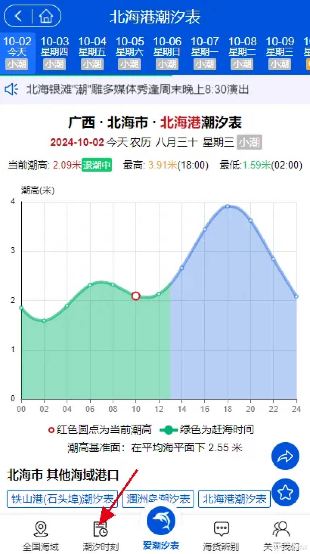 如意潮汐表怎么看最低潮时间