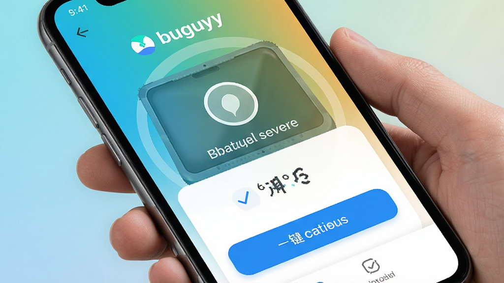 buguyy智能清理功能界面示意,手机屏幕展示扫描结果与一键清理按钮,背景为清爽渐变色,界面文字清晰,风格简洁,画质高清,干净无杂物