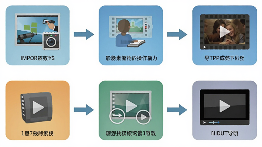 一张展示Windows Live 影音制作操作流程的示意图,画面中有多个步骤图标,从导入素材到导出视频,流程清晰,风格扁平化,画质干净,无多余元素