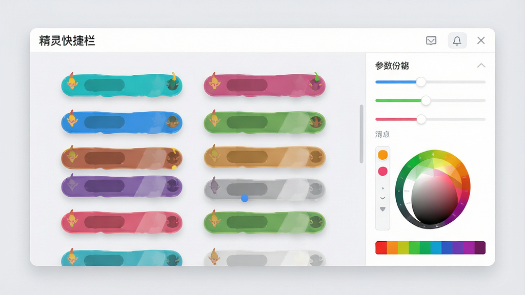 一张色彩鲜艳的UI设计展示图,画面中心展示