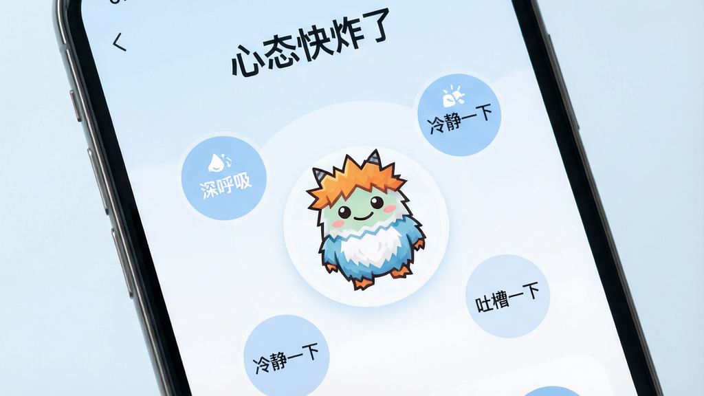һ���ֻ���Ļ��д����Ļ����ʾ����̬��ը�ˡ�APP�����棬����������ͣ��Ե���ɫ�Ͱ�ɫΪ��ɫ����������һ���ɰ���ըëС����ͼ�꣬��Χ�����š�������������侲һ�¡������²�һ�¡���Բ�ι��ܰ�ť�����岼����ˬ�����ʸ��壬�ɾ��޶���Ԫ��