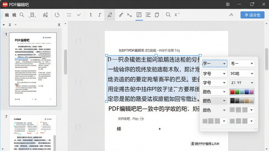 һ��չʾPDF�༭�ɱ༭���ܵĽ����ͼ�����������ҳ������ͼ���Ҳ��Ǳ༭����ѡ��һ�����ֺ󵯳����塢�ֺš���ɫ������������壬������רҵ��ͻ����PDF�༭�ɡ��������ƣ��������������ʸɾ���