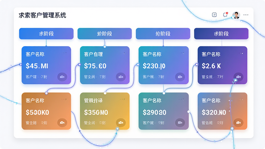���壺�������ͻ�����ϵͳ�������۹ܵ�������棬�Ժ�������ʽչʾ��ͬ�׶ε��̻���Ƭ�����֣����ӽǶȣ�����ռ����Ļ�󲿷֣���Ƭ��ɫ���׶ν��䡣�Ű棺��Ƭ�ϱ��пͻ�������������н׶α��⡣����ִ�SaaS��Ʒ��񣬽���ɾ�������ɫ���䡣ϸ�ڣ���Ƭ֮���������߶���Ч�����������������׶������ʣ��߷ֱ��ʣ�����Ԫ������������������