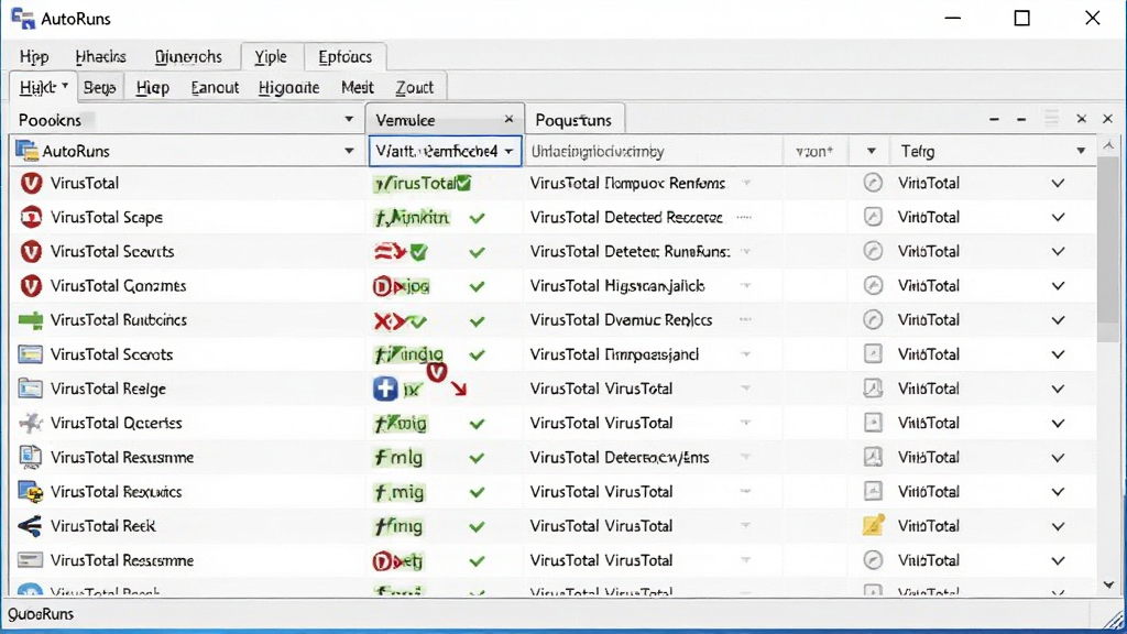 ����ΪAutoRuns�������н�ͼ��չʾ��VirusTotal��������У�����Ϊ�����б����Ű����������дʵ��ϸ����ʾ��ɫ����ɫ��ǣ����ʸ���ɾ����޶���Ԫ��