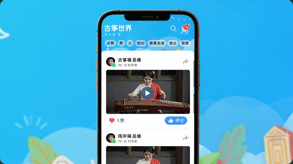 ����Ϊ���������硱Ӧ������ҳ�棬��Ļ�����û�������������Ƶ����ͼ���Լ��������۰�ť������Ϊ��Ϣ����ʽ�������л����ǩ�����������죬�����������ɾ��޶���Ԫ�ء�
