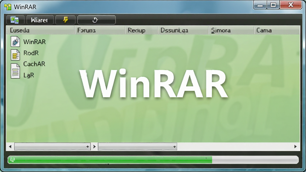 展示WinRAR解压成功界面,界面显示文件列表和进度条,背景为浅绿色渐变,中间显示“WinRAR”软件名称,布局简洁,风格写实,画质清晰,干净无多余元素