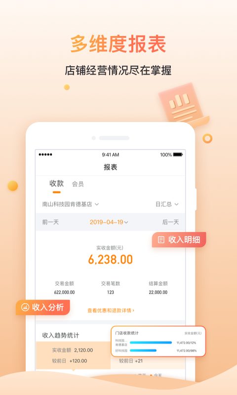 好哒慧掌柜 安卓版 收银操作界面