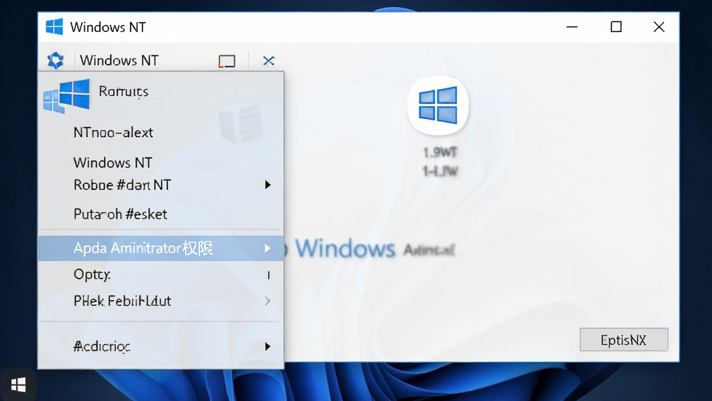 Windows NT �Ҽ���ȡ����ԱȨ�޹��ߵ�������Ԥ��ͼ��չʾ�Ҽ��˵��������Ļ�ȡ����ԱȨ��ѡ����������������Ϊ�ִ�Windows 11ǳɫ���⣬ͼ�꾫�£����岼�ָɾ��޶���Ԫ�أ����ʸ��塣