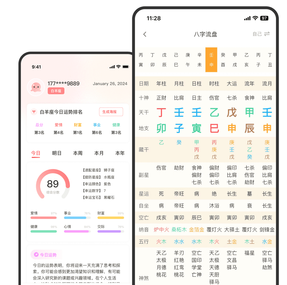免费八字算命起名 安卓版 八字排盘界面