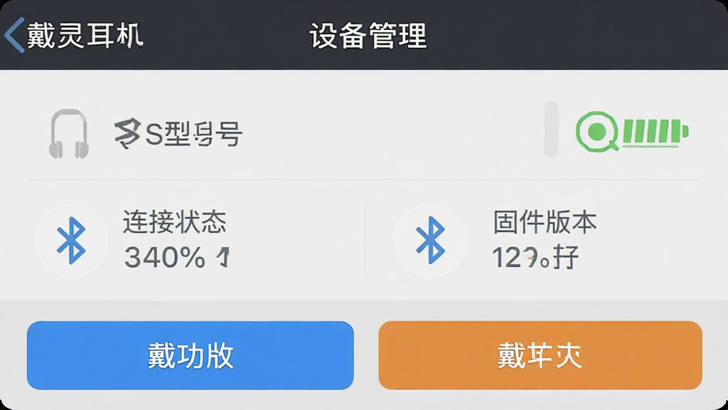 ����Ϊ�����������App�ġ��豸�����������ͼ�������Ϸ���ʾ�����ͺ������ͼ�꣬�м�������״̬��̼��汾��Ϣ���ײ�Ϊ���ܰ�ť�����Ϊ��ƽ��UI��ƣ�ϸ�ڰ��������ź�ͼ����ٷֱ����֣����������ɾ����޶���Ԫ��