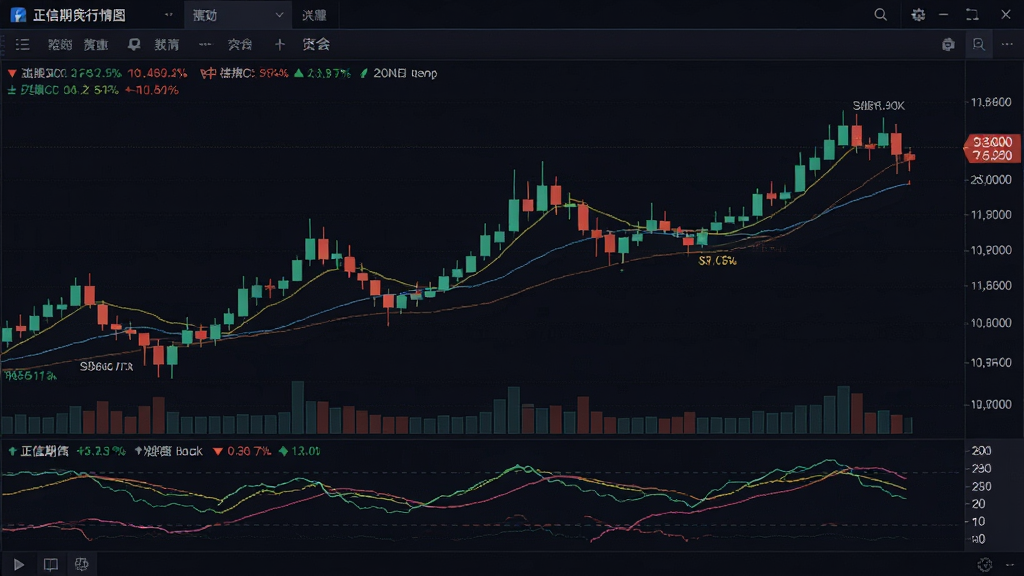 正信期货行情图表界面,展示K线图与技术指标,数据实时跳动,界面专业,深色背景,高亮显示涨跌,画质清晰,无多余元素
