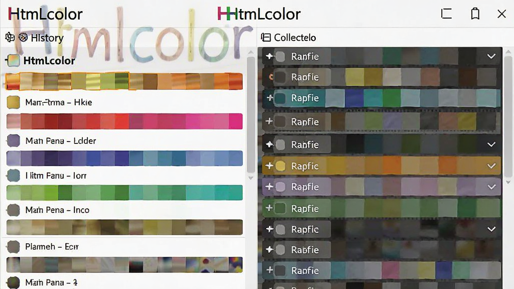 Htmlcolor��ʷ��¼���ղع��ܽ�ͼ��չʾ�����ʷ��ɫ�б����Ҳ��ղؼз��飬����������ɫ�ʷḻ������ϸ�壬�ɾ��޶���Ԫ�أ���