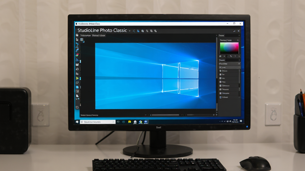 һ��չʾStudioLine Photo Classic������Windows���������е�ʵ����Ƭ����Ļ����ʾ�ű༭���棬�����������ͼ��̣���Χ�������࣬������ͣ����дʵ�����ʸɾ����޶���Ԫ��