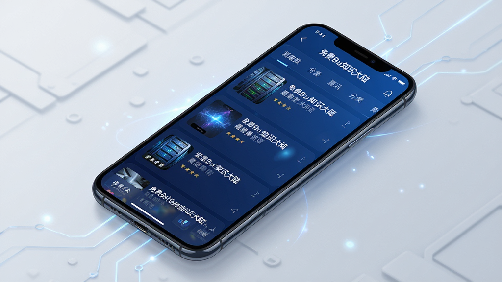 主体为一部打开的智能手机,屏幕显示“FreeBuf知识大陆”应用界面,界面以深蓝色为主色调,展示安全资讯列表和分类导航。布局采用居中构图,手机斜放45度,背景为浅灰色科技感渐变。排版简洁,界面文字清晰可读。风格现代简约,带有科技感的光效。细节包括屏幕上的文章标题和缩略图,画质高清,干净无多余元素。