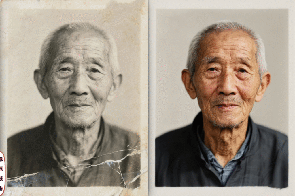 照片恢复服务站专业修复老照片模糊破损翻新全过程