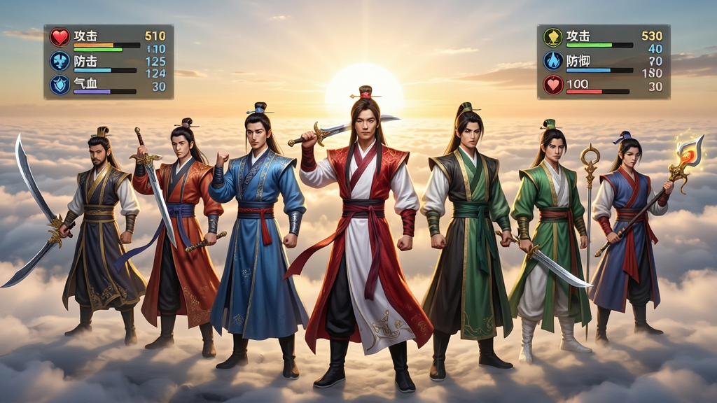 һȺ��̬��������ɵ���վ���ƺ�֮�ۣ�ǰ��չʾ�����ǵ�������壬������������������Ѫ����ֵ�����������Ų�ͬ��ɫ�����ɷ��Σ��ֳֵ�������������ͦ�Σ�������׳�����ճ��ƺ����������ϣ���������У������������ɾ��޶���Ԫ��