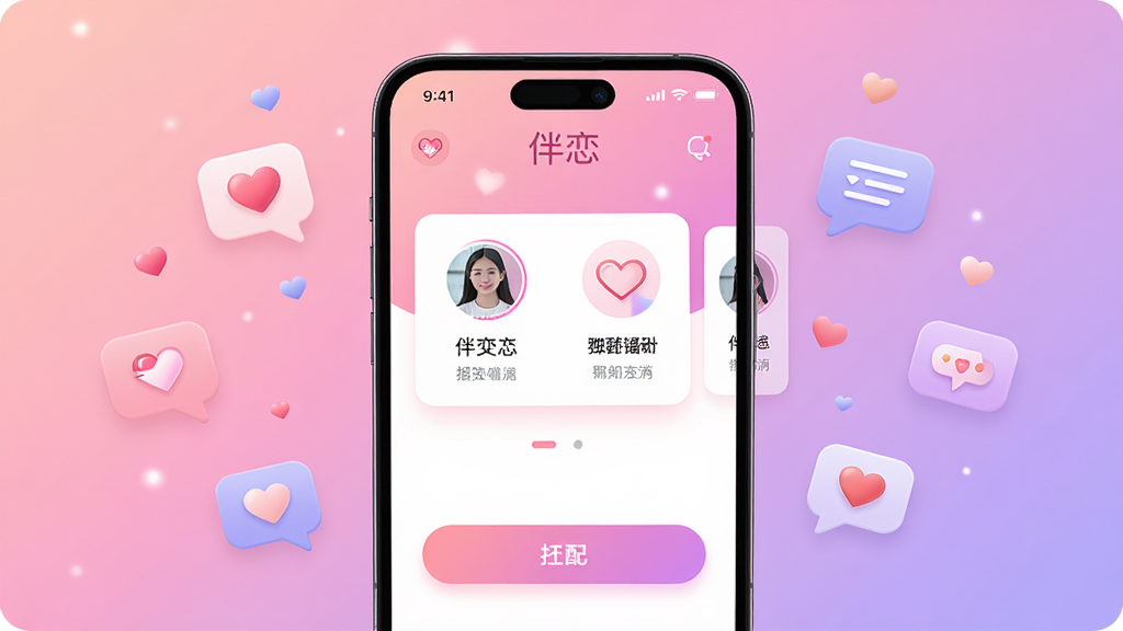 画面中央展示一个现代风格的智能手机界面,屏幕上是