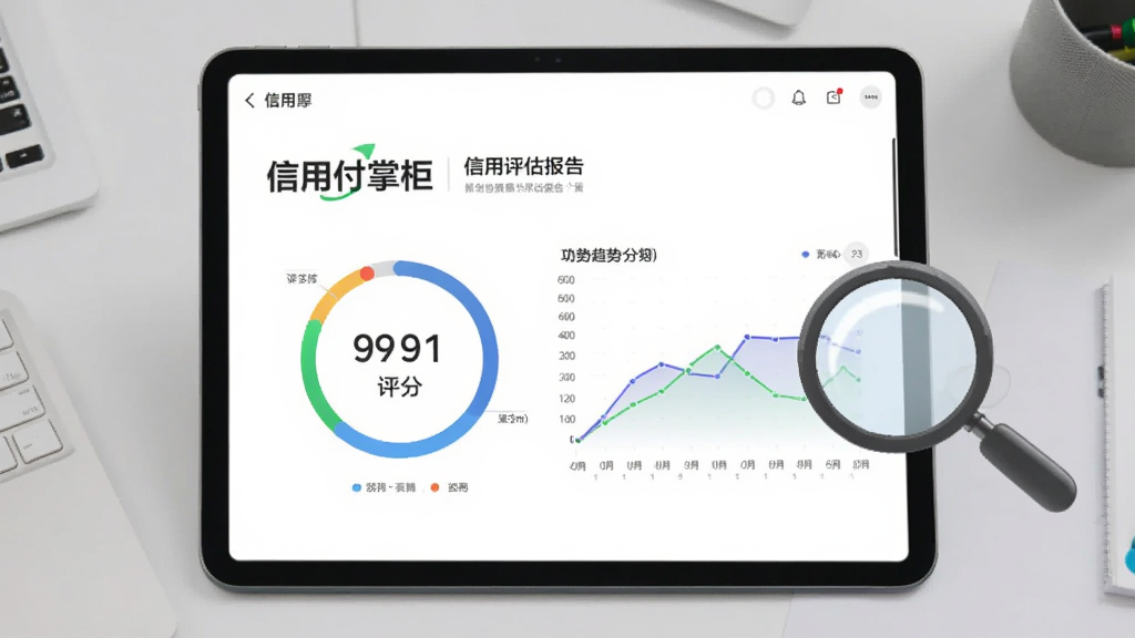 图片主体为一块平板电脑展示