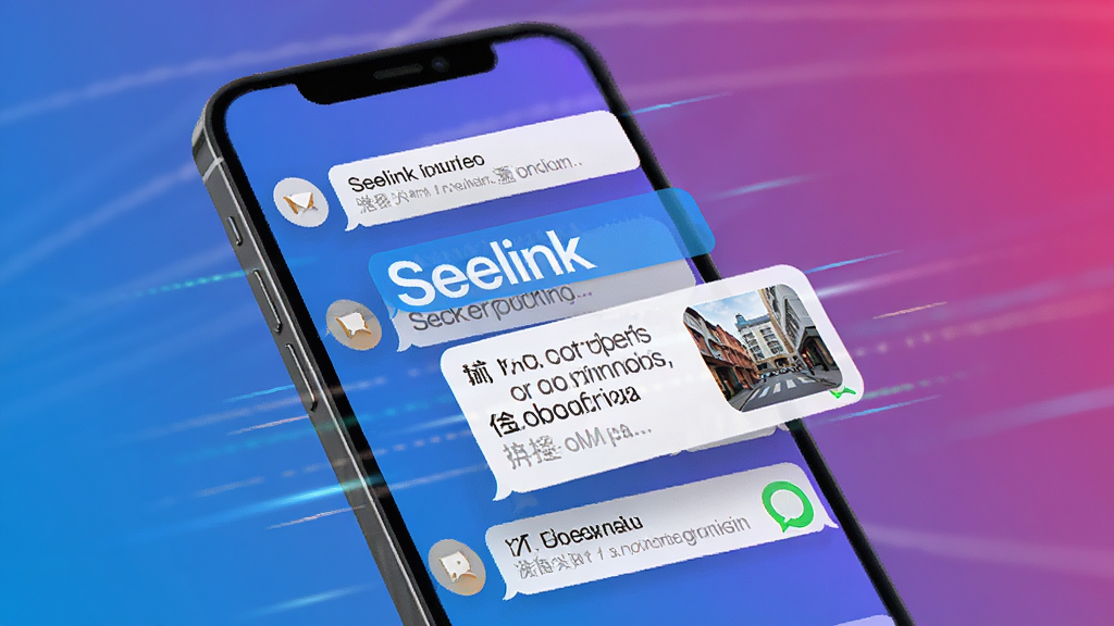 Seelink消息推送功能示意图,展示手机屏幕上弹出多条聊天通知,包含文字气泡和图片缩略图,背景为渐变色,突出即时通讯速度,画面清晰,现代科技感,高画质,无多余元素