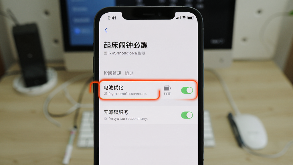 画面主体为一张手机设置界面截图,显示
