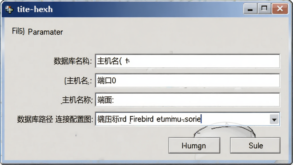 Firebird数据库连接配置步骤图,主体为连接参数填写窗口,布局居中,风格写实,细节包含主机名、端口、数据库路径输入框,画质清晰,无多余元素