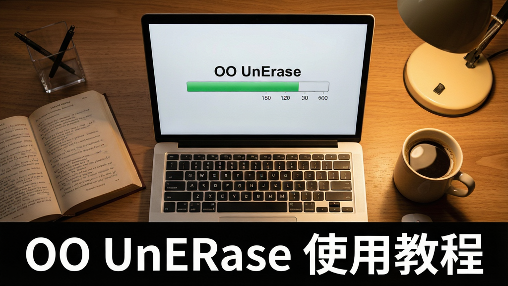 һ�Ÿ��峡��ͼ��������һ̨�ʼǱ����Ժ�һ���飬�ʼǱ���Ļ����ʾ�š�OO UnErase����ɨ����������Ա߷���һ�����ȡ�����Ϊ�����ӽǣ��ʼǱ����У��鱾�Ϳ��ȱ�λ���������ࡣ���Ϊдʵ��Ӱ���ůɫ���ƹ⣬ϸ�ڷḻ�����ʸɾ����޶���Ԫ�ء�ͼƬ�·��а�ɫ���֡�OO UnErase ʹ�ý̡̳�������Ϊ���塣