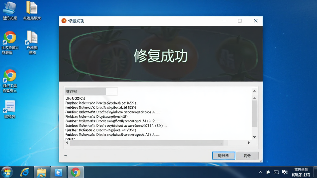 小番茄DirectX修复工具修复完成界面,显示“修复成功”绿色字样,背景为系统桌面,窗口整洁,附有日志详情,画面明亮清晰,高画质,无多余元素