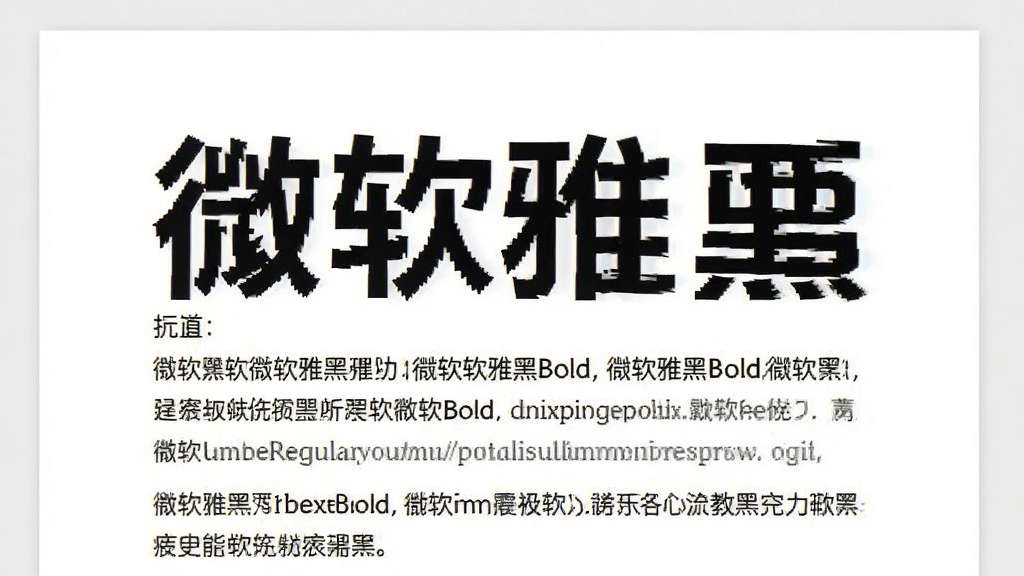 微软雅黑字体在文档编辑软件中的实际应用效果,主体为Word文档页面,标题使用微软雅黑Bold,正文使用微软雅黑Regular,背景为白色页面,布局规整,排版美观,写实风格,细节清晰,画质干净,无多余元素