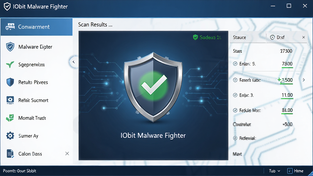����ΪIObit Malware Fighter���������棬����Ϊ������ʾ����๦���б����Ҳ�ɨ���������Ű����������Ƽ���ʮ�㣬ϸ�ڰ�������ͼ�ꡢ��ɫ��ȫ״̬��ʶ�����ʸ��壬�ɾ��޶���Ԫ��