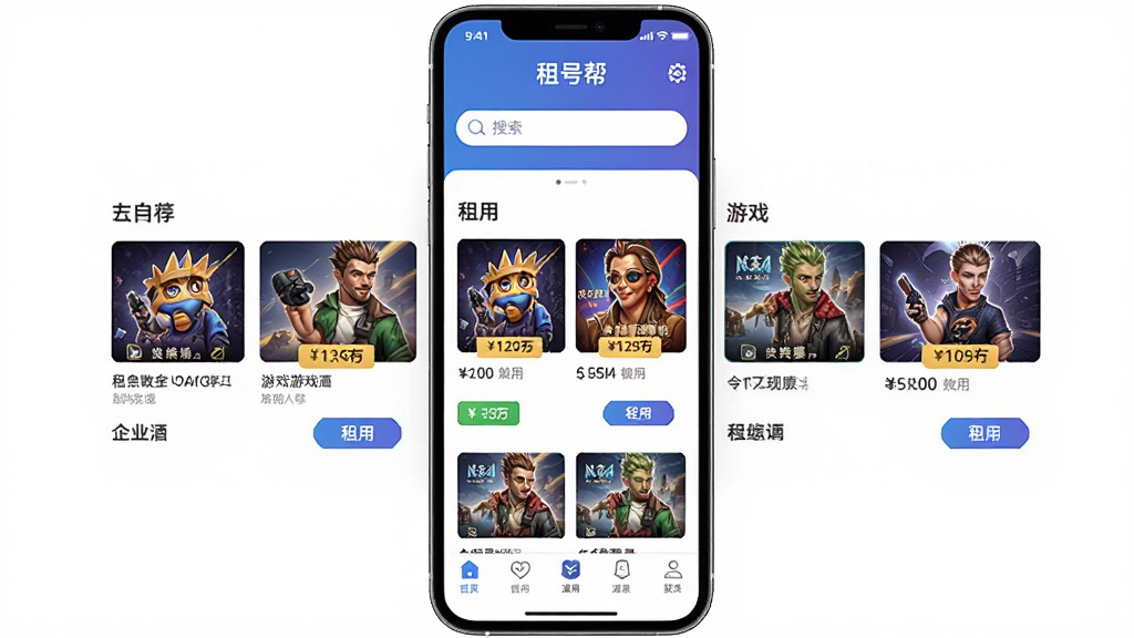һ��չʾ��Ű�APP����ȫò��ͼƬ������Ϊ�ֻ���Ļ�ϵ���Ű���ҳ����������չʾ������Ϸ�Ƽ��б����������͵ײ����������Ű������ˣ�����ִ��Ƽ��У�ϸ�ڰ�����Ϸ��������ͼ���۸��ǩ�����ð�ť�����ʸ���ɾ����޶���Ԫ��