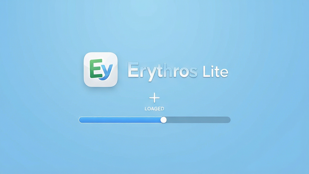 Erythros Lite应用启动画面,显示软件Logo和加载进度条,背景为淡蓝色渐变,界面干净,无多余元素,画质清晰