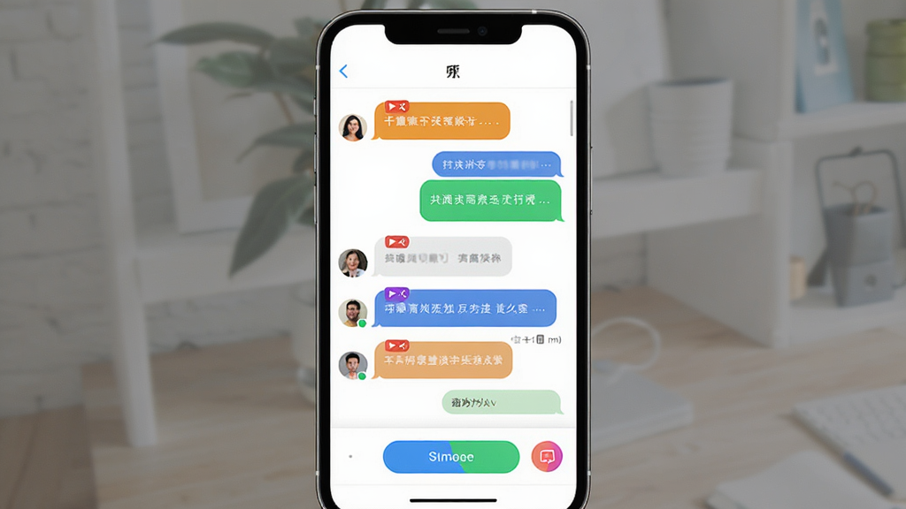 互动引擎软件主界面预览图,主体为手机屏幕展示,屏幕内呈现多彩的聊天气泡与互动图标,布局居中,排版简洁,风格现代扁平化,细节包括消息列表、动态按钮和用户头像,画质高清,干净,无多余元素