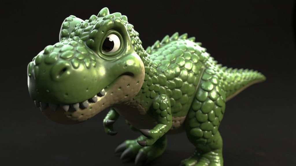 ZBrush������ȾЧ��ͼ��չʾһ�������ɵĿ�ͨ����ģ�ͣ����渲����ɫ��Ƭ���ʣ����и߹ⷴ�䣬����Ϊ��ɫ������������ͣ�ģ��ϸ�ڷḻ�����廭����棬���ʸ��壬�޶���Ԫ��