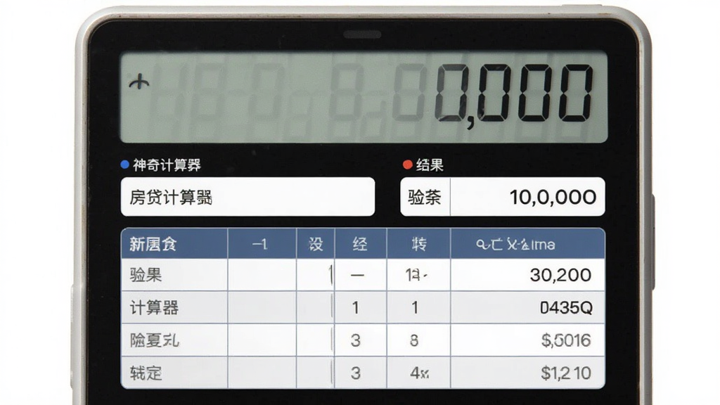 神奇计算器生活工具界面,主体为房贷计算器输入与结果展示,布局规整,表格形式清晰,风格实用简约,画质高清,无多余元素