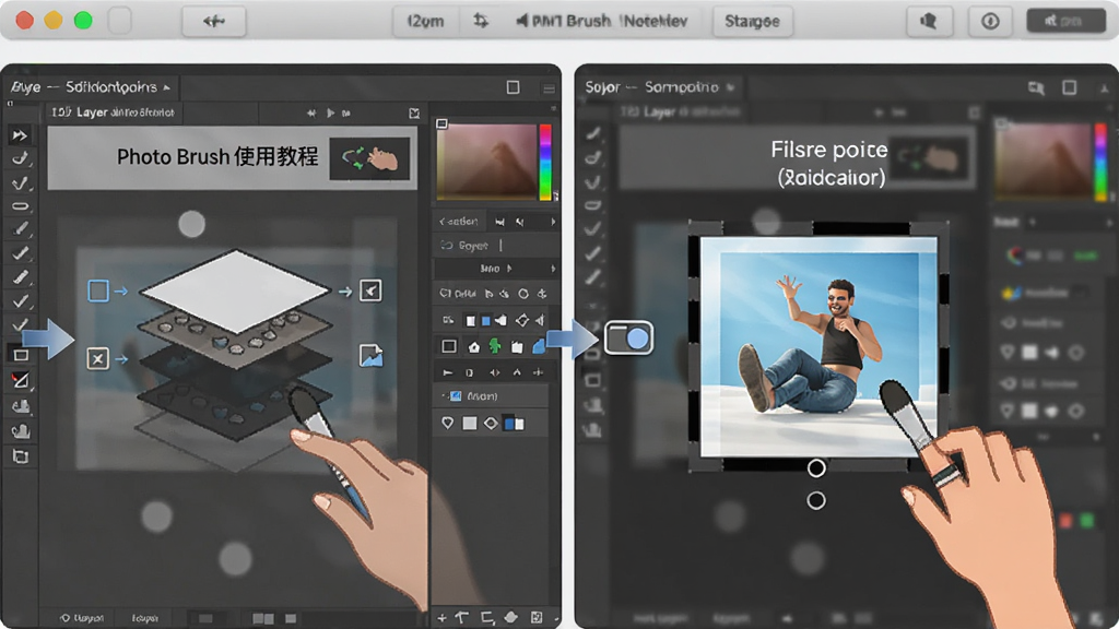 Photo Brushʹ�ý̳̲�ͼ��չʾͼ��������˾�Ӧ�ò��裬��������ָ���������������߻��ʣ��޶���Ԫ��
