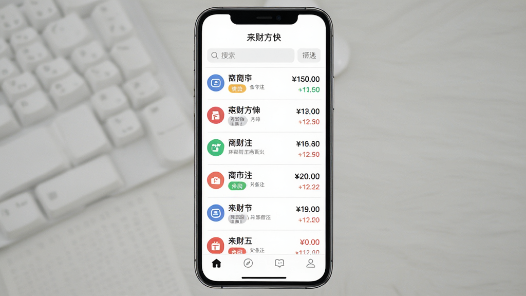 ���壺�ֻ�����չʾ�����Ʒ��족���˵��б���ÿ�ʽ�����ͼ��ͷ����ǩ�����֣��ֻ��������б����ϵ����������У���������������ɸѡ��ť���Ű棺�б�ʽ��ÿ�����ΪԲ�η���ͼ�꣬�м�Ϊ�̻����ƺͱ�ע���Ҳ�Ϊ�������ˬ��Լ���׵׻��ߣ��������ɫ�����룩�ͺ�ɫ��֧�������֡�ϸ�ڣ����涥����ʾ�����Ʒ��족�������ײ��е����������ʣ����壬�ɾ����޶���Ԫ�ء�