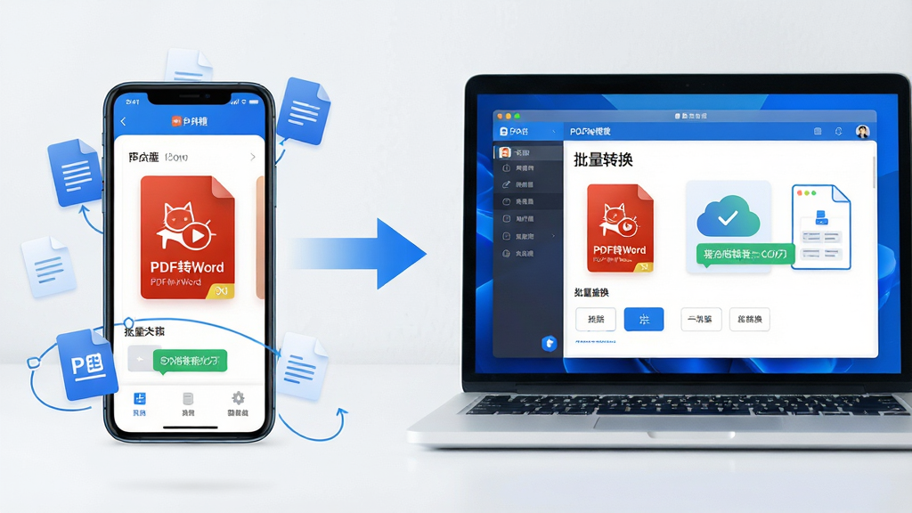 ���壺һ�������ֻ���ʾPDFèת����APP���棬ͬʱ�Ա���һ̨�ʼǱ�������ʾ��ͬ�������档���֣��ֻ�λ����࣬����λ���Ҳ࣬�м���ͬ����ͷ���ӡ��Ű棺�ֻ���Ļ��ʾ��PDFתWord�����ܣ�������Ļ��ʾ������ת�������档����ִ��Ƽ��磬������ɫ��ϸ�ڣ��ֻ��͵�����Χ���ļ�ͼ���ת���ɹ���ʾ�����ʣ����壬�ɾ��޶���Ԫ�ء�