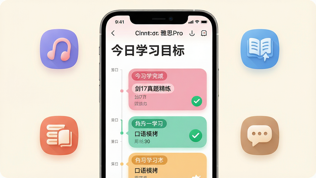 主体:智能手机竖屏展示新东方雅思Pro的