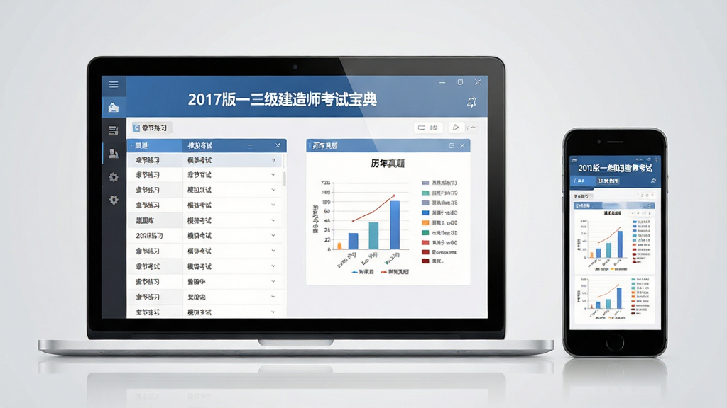 画面主体为现代简约风格的笔记本电脑与智能手机并排摆放,屏幕中清晰展示