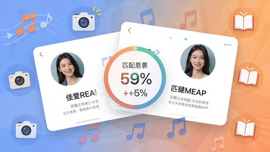 �Ѱ�APP����ƥ����棬�����û����Ͽ�Ƭ�ص���ʾ���м���ƥ��ٷֱ���ʾ��������������������鱾����Ȥͼ���׺��UI���£������������޶���Ԫ��