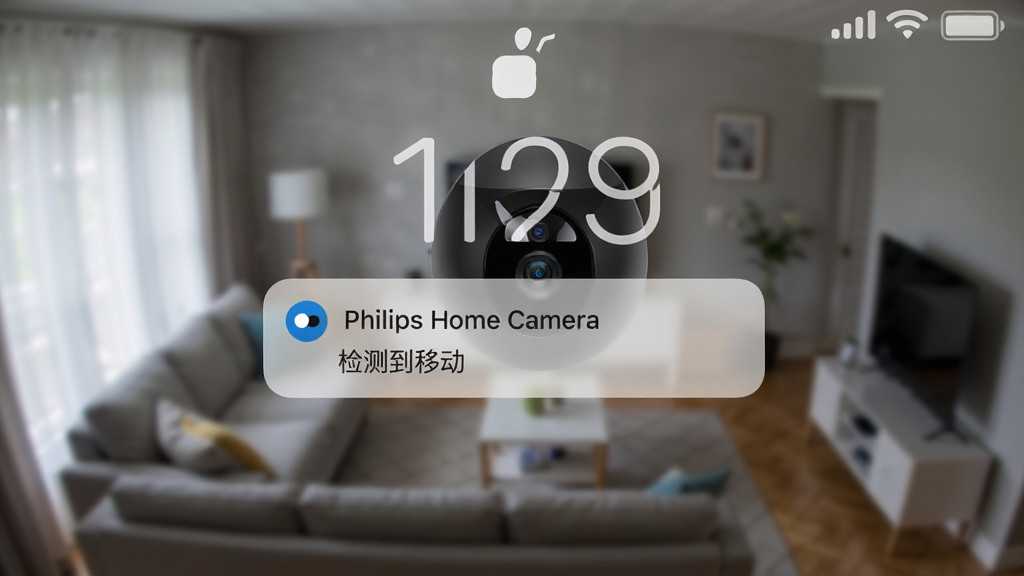 手机锁屏界面显示来自Philips Home Camera的推送通知,通知内容为
