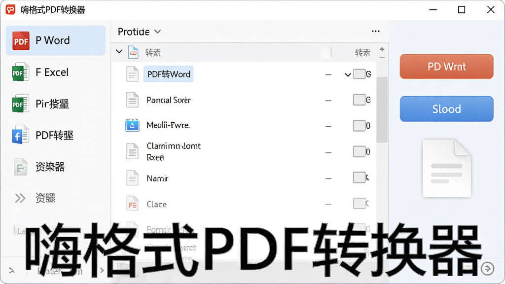 嗨格式PDF转换器主界面截图,展示软件全貌,界面简洁明亮,左侧功能列表包括PDF转Word、PDF转Excel等,中间显示文件列表,右侧为转换按钮,整体风格清爽专业,文字标注