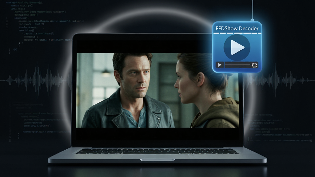 ���壺һ̨�ʼǱ�������Ļ�����Ÿ����Ӱ���棬�Ա�������FFDShow Decoder������ͼ�꣬ͼ�����ɫ����������Ƶ���ŷ��ţ����֣����Ծ��У�ͼ����������Ļ���Ͻǣ�����Ϊ��ɫ�Ƽ��л������Ű棺��������ͻ������Χ����͵Ĺ��κʹ���������װ�Σ����дʵ3D��Ⱦ����߿Ƽ�����У�ϸ�ڣ���Ļ�е�Ӱ�����������ޣ�ͼ���Ե�з���Ч����������Լ�ɼ���Ƶ���Σ����ʣ�8K���壬�ɾ����޶���Ԫ��