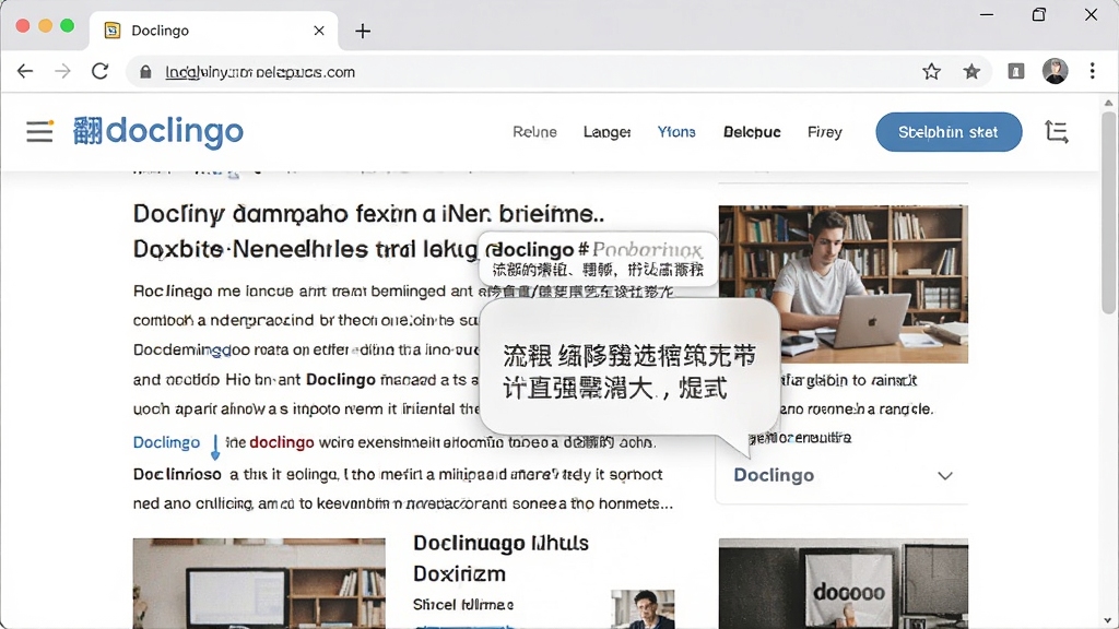 Doclingo����������ҳ���빦�ܽ�ͼ�����������ʾһƪӢ��������ҳ�������ͣ���������ķ������ݣ�ҳ���Ű����룬���������ϸ�ڷḻ�����������޶���Ԫ��