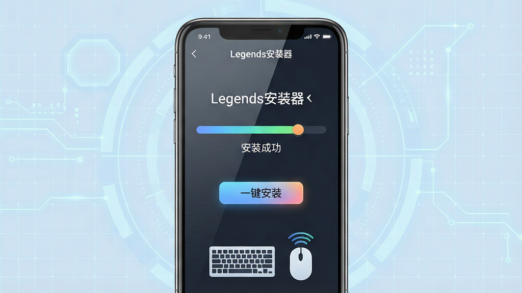����Ϊһ���ֻ��������С�Legends��װ�����İ�װ���棬��Ļ����ʾ��װ�������롰��װ�ɹ�������������Ϊ�ֻ����У�����Ϊ����ɫ���������ֻ��·��м��������ͼ�갵ʾ��˲������Ű�Ϊ���������������С�һ����װ����ť������ʾ�����ΪдʵUI��ϸ�ڰ�����Ļ�������������������ɫ�����ʸɾ��������޶���Ԫ�ء�