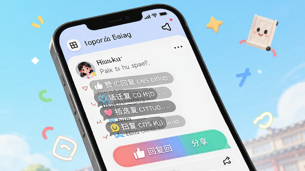 话本小说APP社区互动界面,主体为手机屏幕显示小说评论区与弹幕效果,布局生动活泼,风格年轻化,细节展示点赞、回复、分享按钮,画质明亮干净,无多余元素。