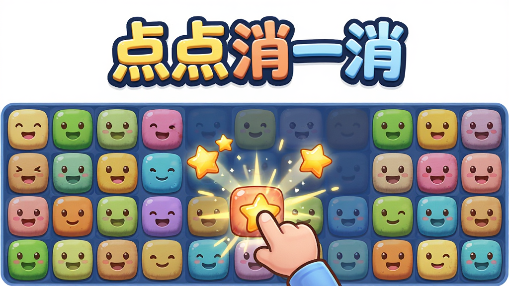 �����Ϸ�չʾ�������һ������ϷLogo�������⣬�·�Ϊɫ���ͷ׵������������У�����һλ��ͨ��ɫ��������飬��Χ���������Ч�����岼�־��У��Ű���ˬ�����ΪQ�濨ͨ���������ã�ϸ�ڰ���Բ�󷽿���Ц��ͼ�������ʸ���ϸ�塢�ɾ��޶���Ԫ��